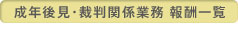 成年後見・裁判関係業務 報酬一覧